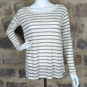 We the free Breton striped burnout floral lightweight shirt woman's size small